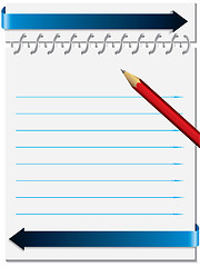 Image showing Notepaper with metallic ring and pencil 