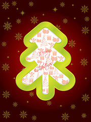 Image showing Glossy green christmas tree greeting card 