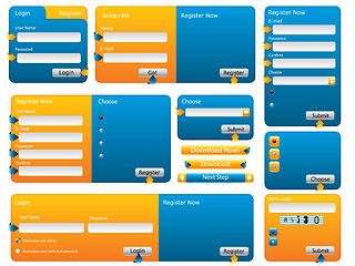 Image showing Various blue and orange website form set 