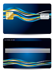 Image showing Ribbons on blue credit card 