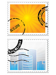 Image showing Set of two post stamps on white