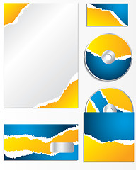 Image showing Blue and orange torn business template 