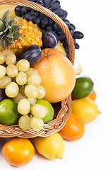 Image showing Fresh fruit in a wicker basket
