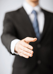 Image showing businessman with open hand