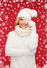 Image showing woman with big snowflake