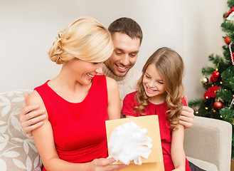 Image showing happy family opening gift box