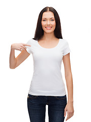 Image showing smiling woman in blank white t-shirt