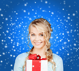 Image showing happy woman with gift box