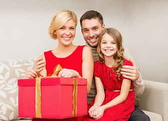 Image showing happy family opening gift box