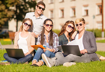 Image showing students or teenagers with laptop computers