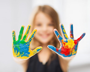 Image showing girl showing painted hands