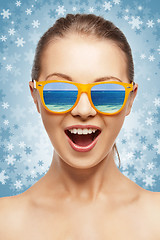 Image showing happy screaming teenage girl in shades