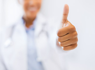 Image showing female doctor showing thumbs up