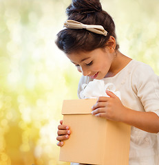 Image showing happy child girl with gift box