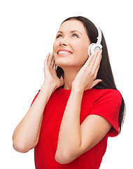 Image showing smiling woman with headphones