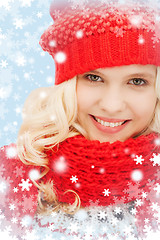 Image showing teenage girl in red hat and scarf