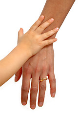 Image showing Child and adult hands