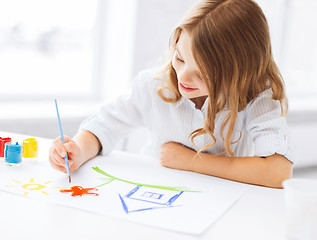 Image showing little girl painting picture