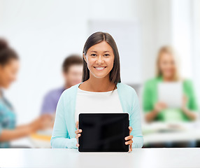 Image showing businesswoman or student with tablet pc