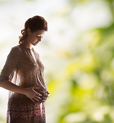 Image showing silhouette picture of pregnant beautiful woman