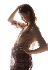 Image showing silhouette picture of pregnant beautiful woman