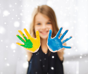 Image showing girl showing painted hands