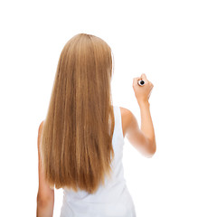 Image showing girl in blank white shirt drawing something