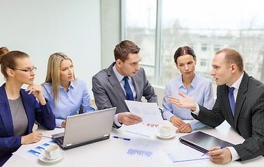 Image showing business team with laptop having discussion