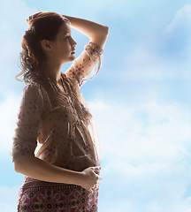 Image showing silhouette picture of pregnant beautiful woman