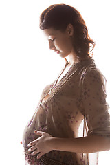 Image showing silhouette picture of pregnant beautiful woman