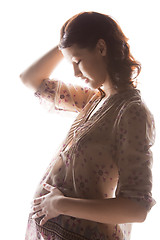 Image showing silhouette picture of pregnant beautiful woman