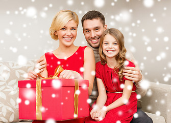 Image showing happy family opening gift box