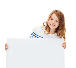 Image showing smiling little girl with blank white board