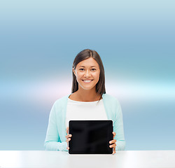Image showing businesswoman or student with tablet pc