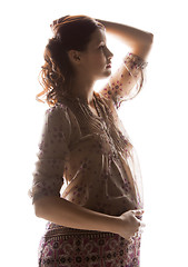 Image showing silhouette picture of pregnant beautiful woman