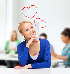 Image showing happy woman dreaming