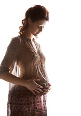 Image showing silhouette picture of pregnant beautiful woman