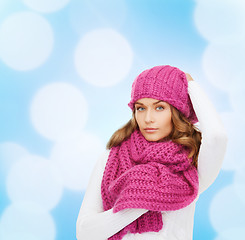 Image showing woman in pink hat and scarf