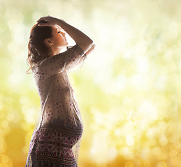 Image showing silhouette picture of pregnant beautiful woman