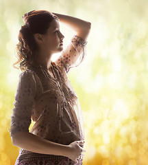 Image showing silhouette picture of pregnant beautiful woman