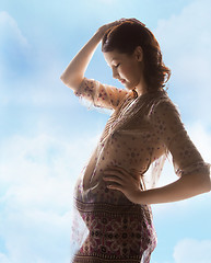 Image showing silhouette picture of pregnant beautiful woman