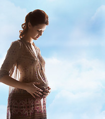 Image showing silhouette picture of pregnant beautiful woman