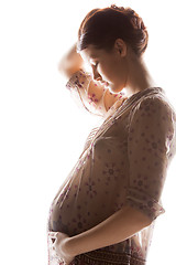 Image showing silhouette picture of pregnant beautiful woman