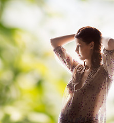 Image showing silhouette picture of pregnant beautiful woman