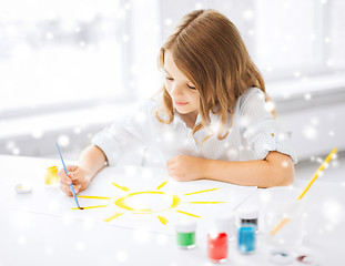 Image showing little girl painting picture