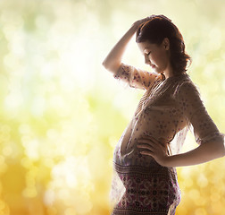 Image showing silhouette picture of pregnant beautiful woman