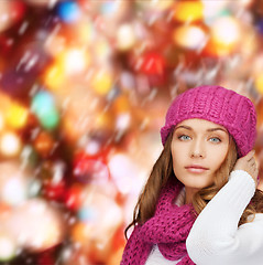 Image showing woman in pink hat and scarf