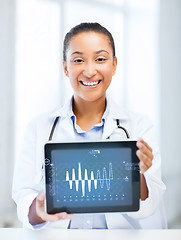 Image showing african female doctor with tablet pc