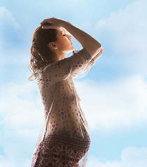 Image showing silhouette picture of pregnant beautiful woman