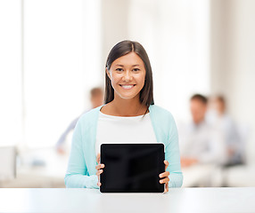 Image showing businesswoman or student with tablet pc